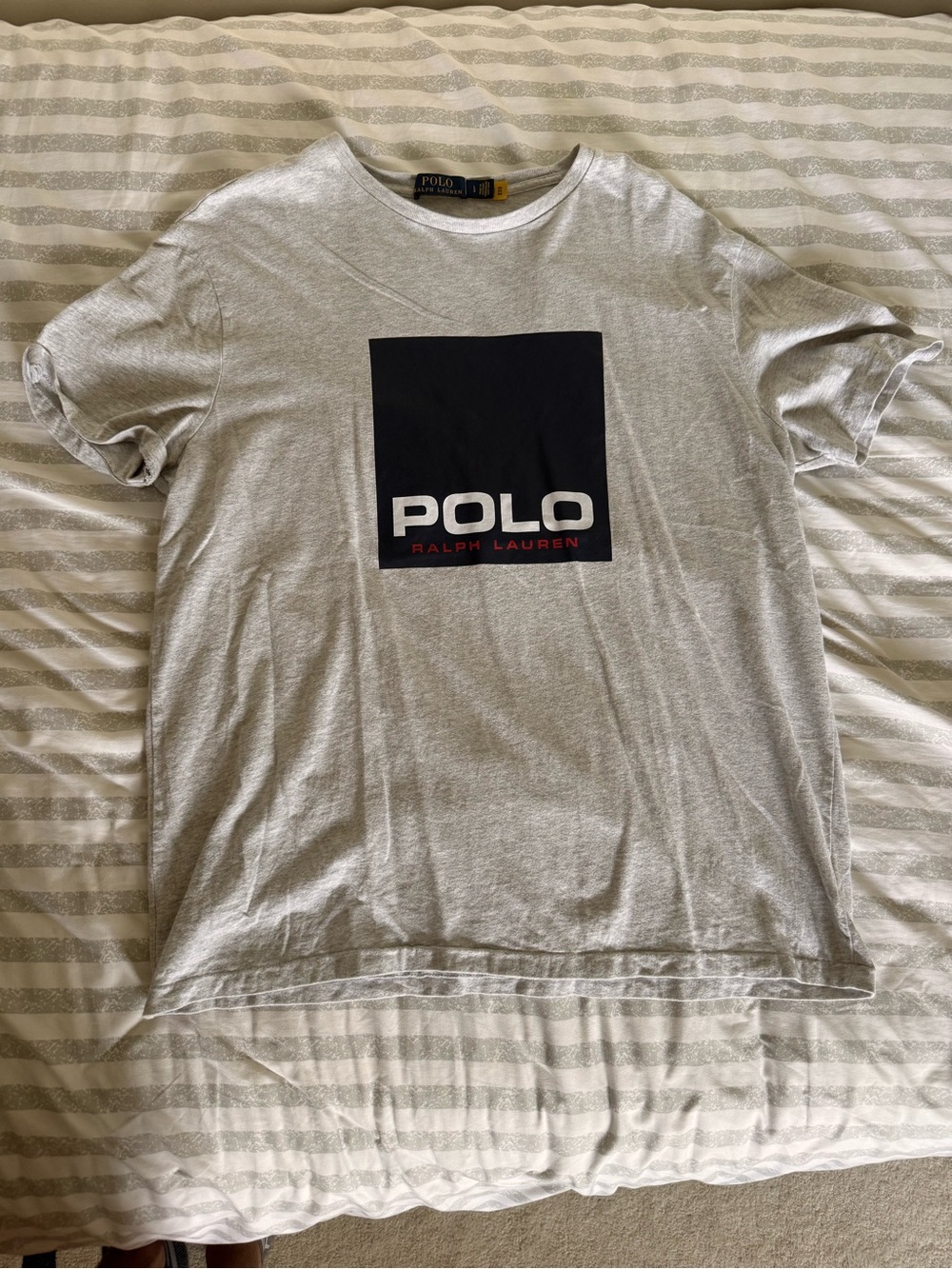 Ralph Lauren Light Gray Tee with Black Logo Square